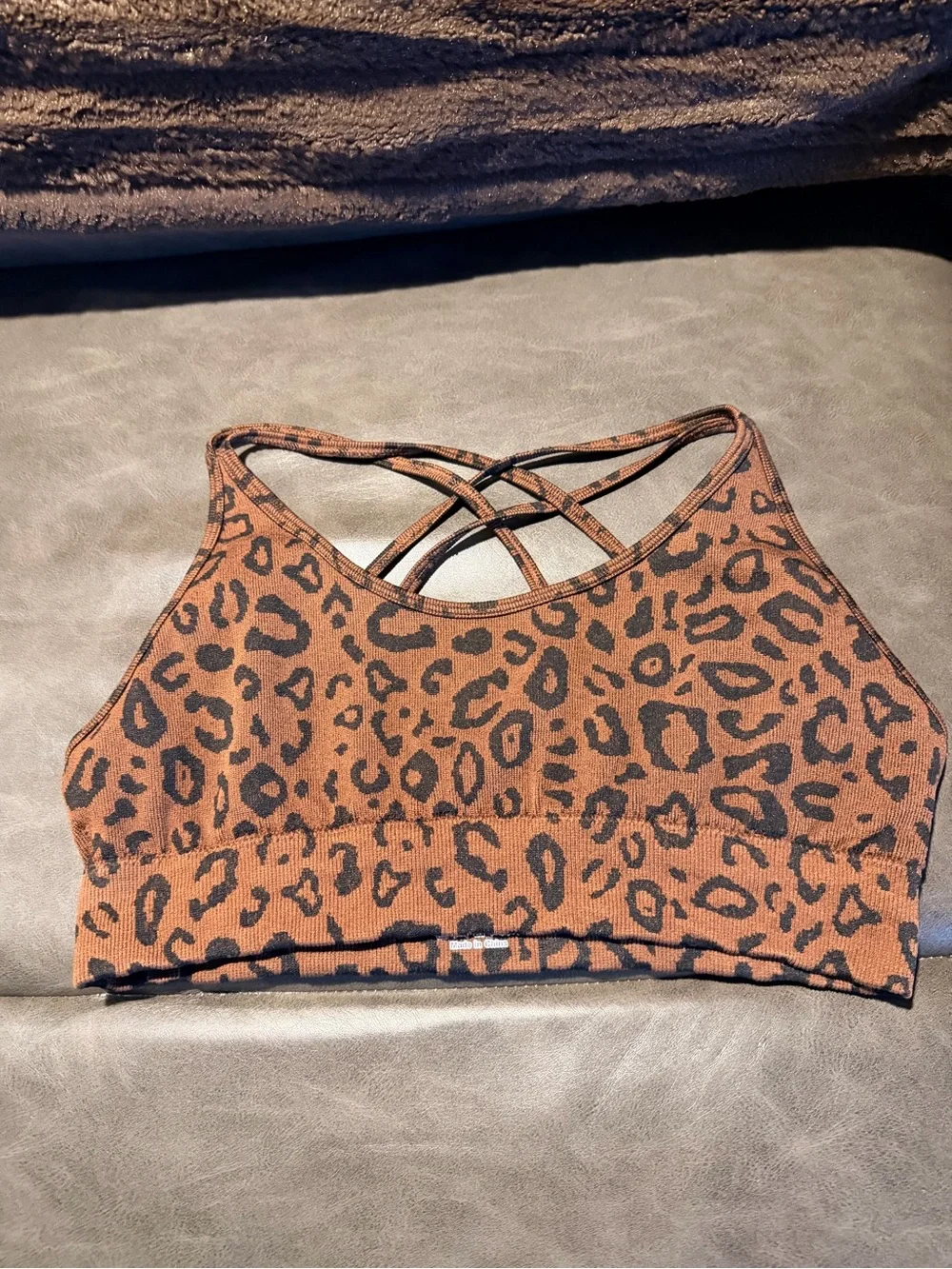 Leopard Print Strappy Sports Bra
